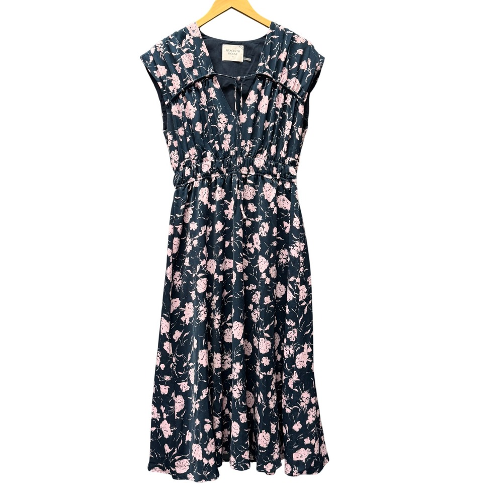 Hyacinth House Amanda Midi Dress Womens Medium Navy Pink Floral Tuckernuck